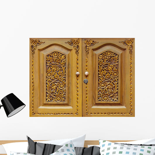 Wooden Carved Doors Closeup Wall Decal
