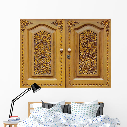Wooden Carved Doors Closeup Wall Decal