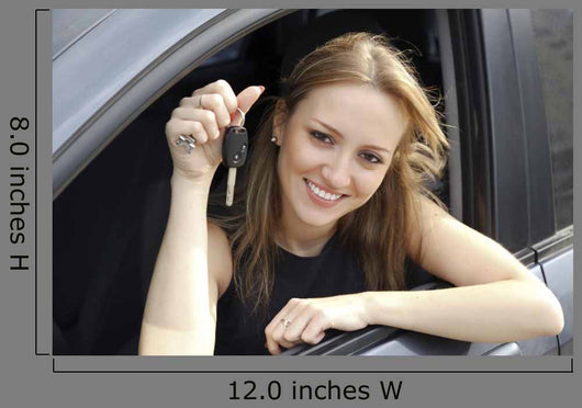 Happy Woman Showing Key Wall Decal