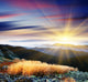 Sun Rays Mountain Landscape Wall Decal
