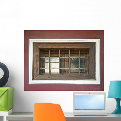 Old Window Wall Decal shown on a wall