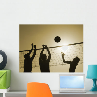 Volley-ball Wall Decal shown on a wall