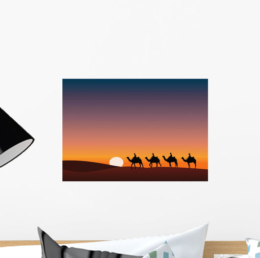 Paysage Desert Dromadaire Crepuscule Wall Decal