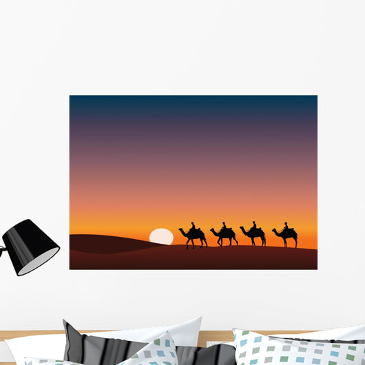 Paysage Desert Dromadaire Crepuscule Wall Decal