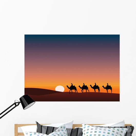 Paysage Desert Dromadaire Crepuscule Wall Decal