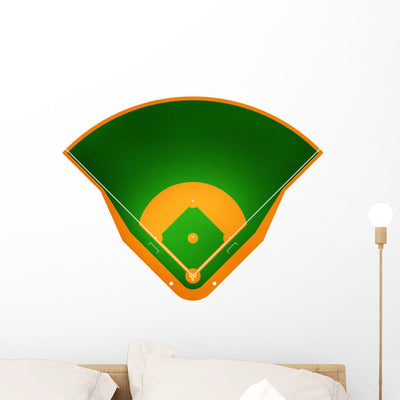 Illustration Baseball Field Wall Decal shown on a wall