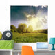 Sun Beams and Green Landscape Wall Decal