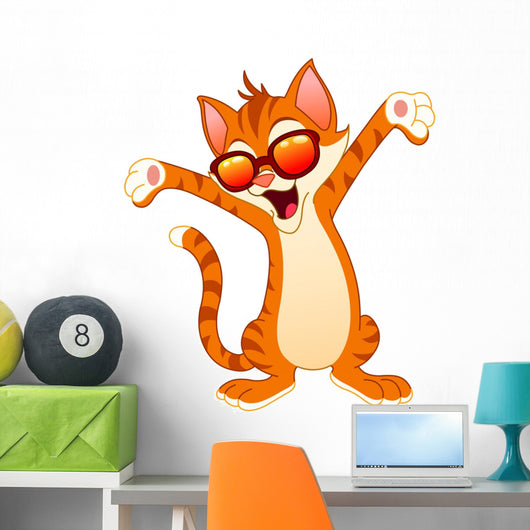 Happy Cat Wearing Sunglasses Wall Decal
