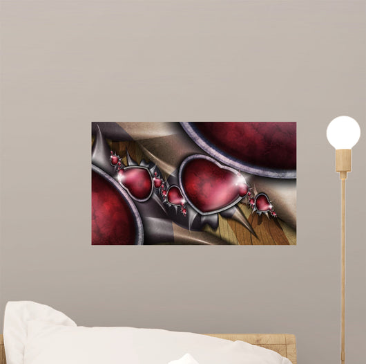 Fantastic Red Hearts with Wall Decal