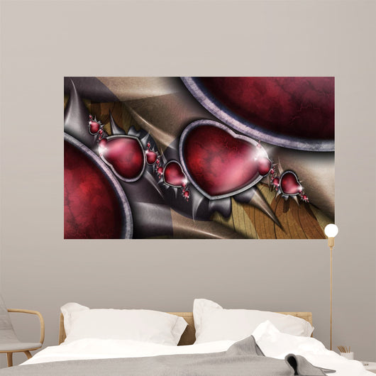 Fantastic Red Hearts with Wall Decal