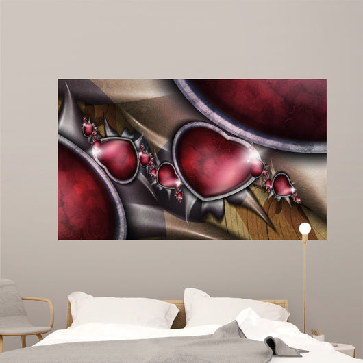 Fantastic Red Hearts with Wall Decal