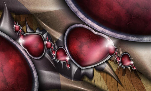 Fantastic Red Hearts with Wall Decal