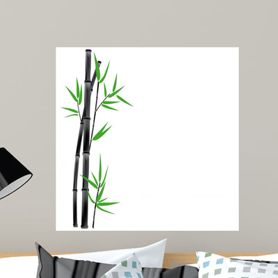 Black Bamboo and Green Wall Decal shown on a wall
