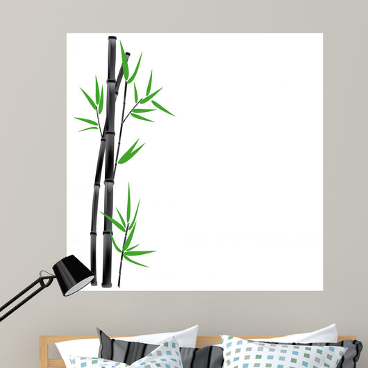 Black Bamboo and Green Wall Decal