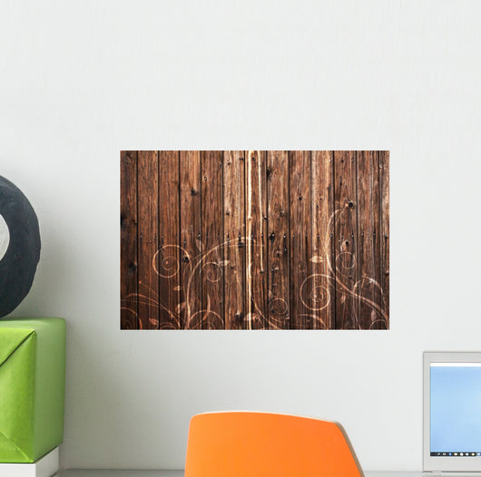 Wood and Floral Element Wall Decal