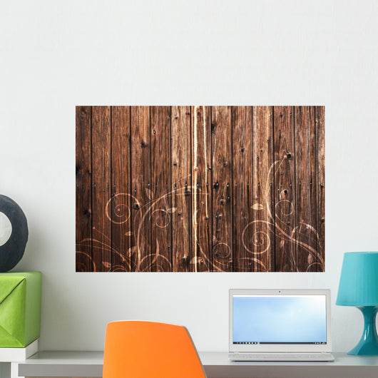 Wood and Floral Element Wall Decal