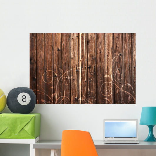 Wood and Floral Element Wall Decal