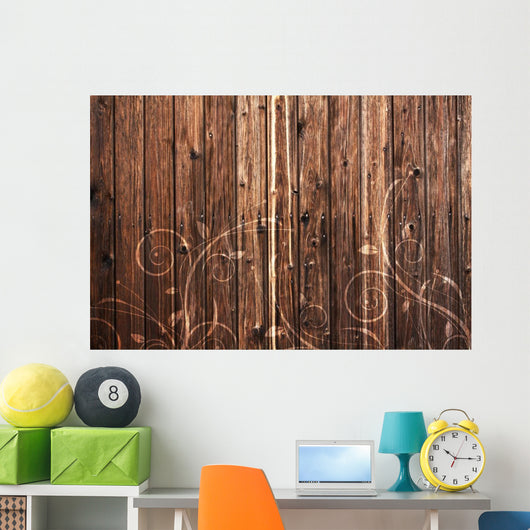 Wood and Floral Element Wall Decal
