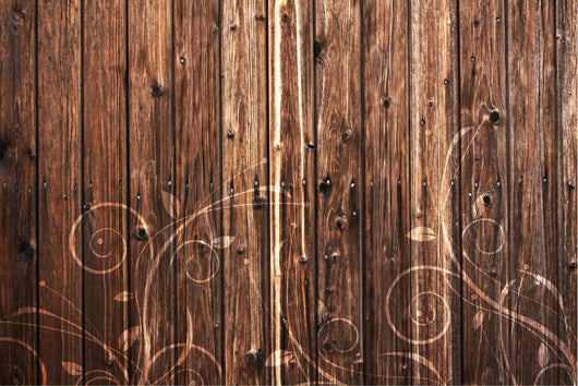 Wood and Floral Element Wall Decal