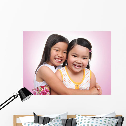 Two Asian Young Sisters Wall Decal