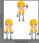 Cartoon Construction Worker 9 Wall Decal Set