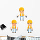 Cartoon Construction Worker 8 Wall Decal Set