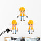 Cartoon Construction Worker 8 Wall Decal Set