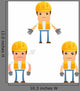 Cartoon Construction Worker 8 Wall Decal Set