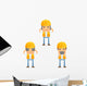 Cartoon Construction Worker 7 Wall Decal Set