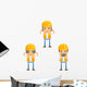 Cartoon Construction Worker 7 Wall Decal Set