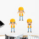 Cartoon Construction Worker 7 Wall Decal Set