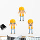 Cartoon Construction Worker 7 Wall Decal Set