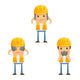 Cartoon Construction Worker 7 Wall Decal Set
