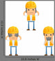 Cartoon Construction Worker 7 Wall Decal Set