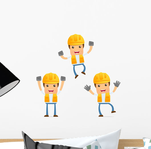 Cartoon Construction Builders Wall Stickers Wall Decal