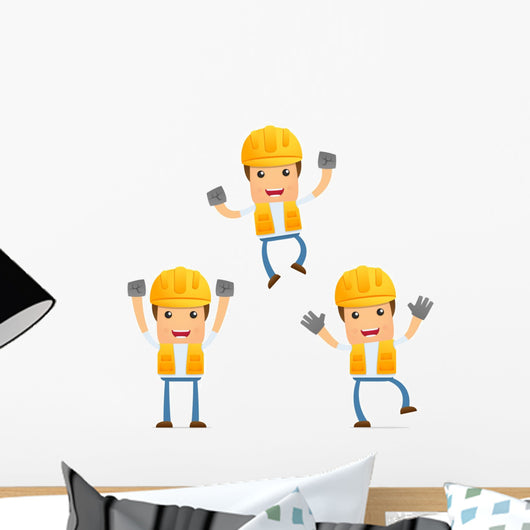 Cartoon Construction Builders Wall Stickers Wall Decal