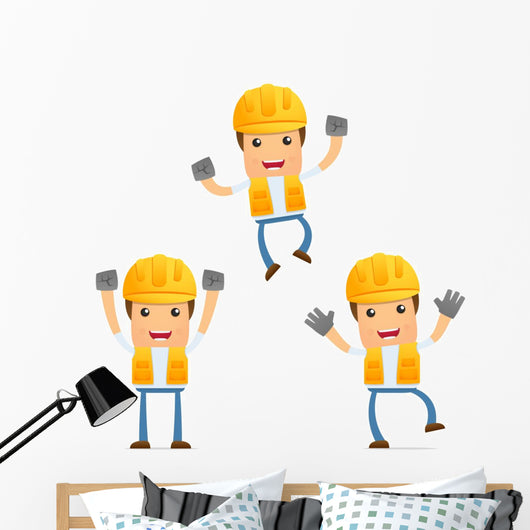 Cartoon Construction Builders Wall Stickers Wall Decal