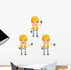 Cartoon Construction Worker 6 Wall Decal Set