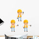 Cartoon Construction Worker 6 Wall Decal Set