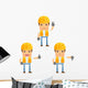 Cartoon Construction Worker 6 Wall Decal Set