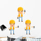 Cartoon Construction Worker 6 Wall Decal Set