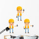 Cartoon Construction Worker 6 Wall Decal Set