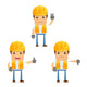 Cartoon Construction Worker 6 Wall Decal Set