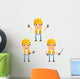 Cartoon Construction Worker 5 Wall Decal Set