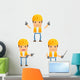 Cartoon Construction Worker 5 Wall Decal Set
