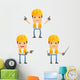 Cartoon Construction Worker 5 Wall Decal Set