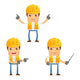 Cartoon Construction Worker 5 Wall Decal Set