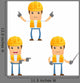 Cartoon Construction Worker 5 Wall Decal Set