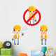Cartoon Construction Worker 4 Wall Decal Set