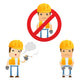 Cartoon Construction Worker 4 Wall Decal Set